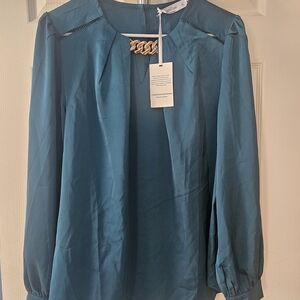 Teal Women's Top with Gold Accent